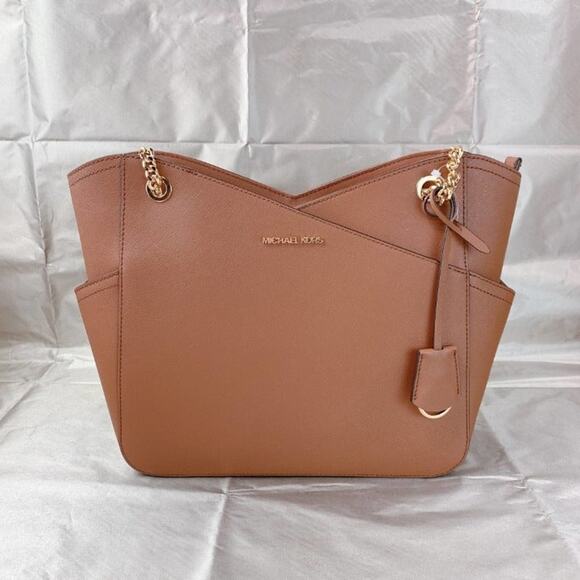 Michael Kors 35F1GTVT3L Jet Set Travel Large Chain Shoulder Tote Bag Leather - Picture 1 of 9